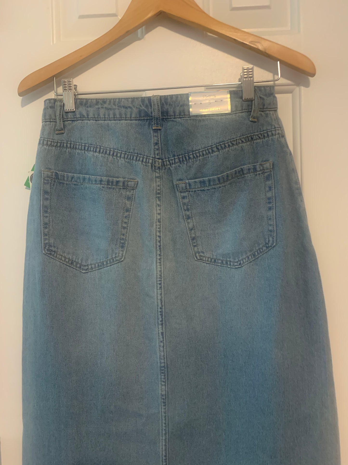 Denim Maxi Skirt Hi-Rise Raw Hem by Tinseltown Size S