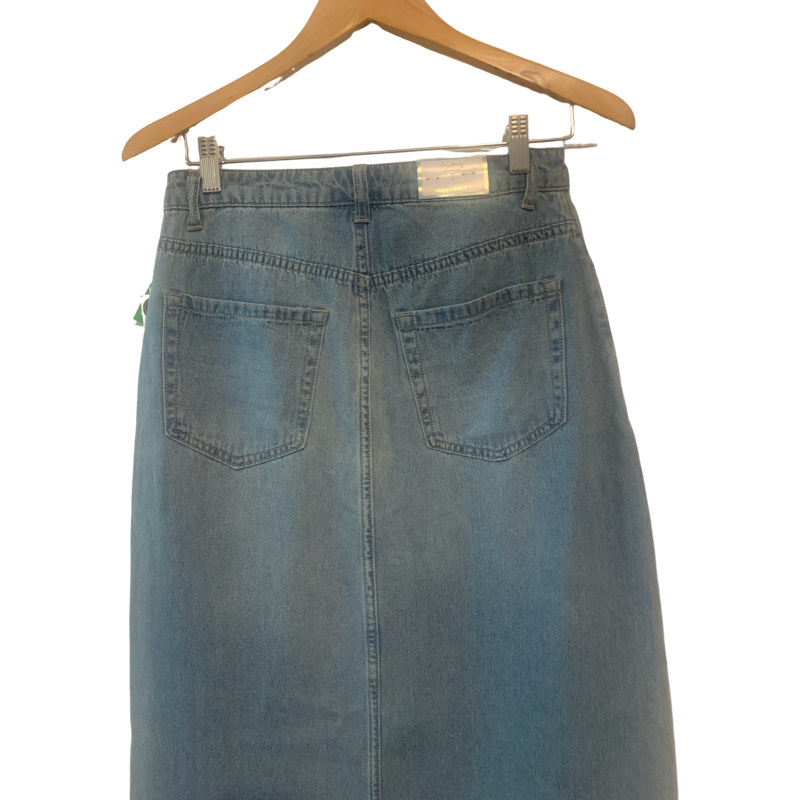 Denim Maxi Skirt Hi-Rise Raw Hem by Tinseltown Size S