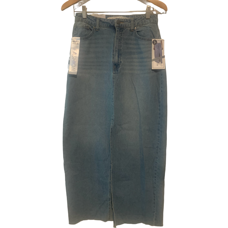 Denim Maxi Skirt Hi-Rise Raw Hem by Tinseltown Size S