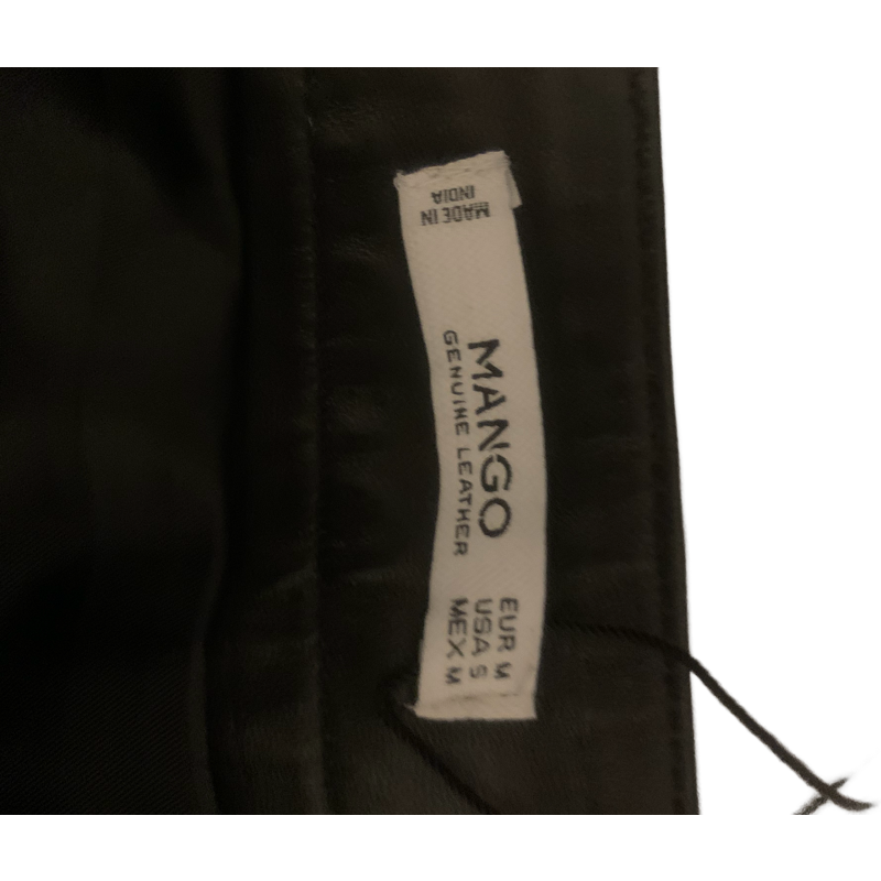 Mango Genuine Leather Mini Skirt Black Size S