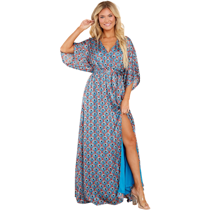 Aakaa Peacock Maxi Dress Size S ReThreads.shop Aakaa Peacock Maxi Dress Size S ReThreads.shop
