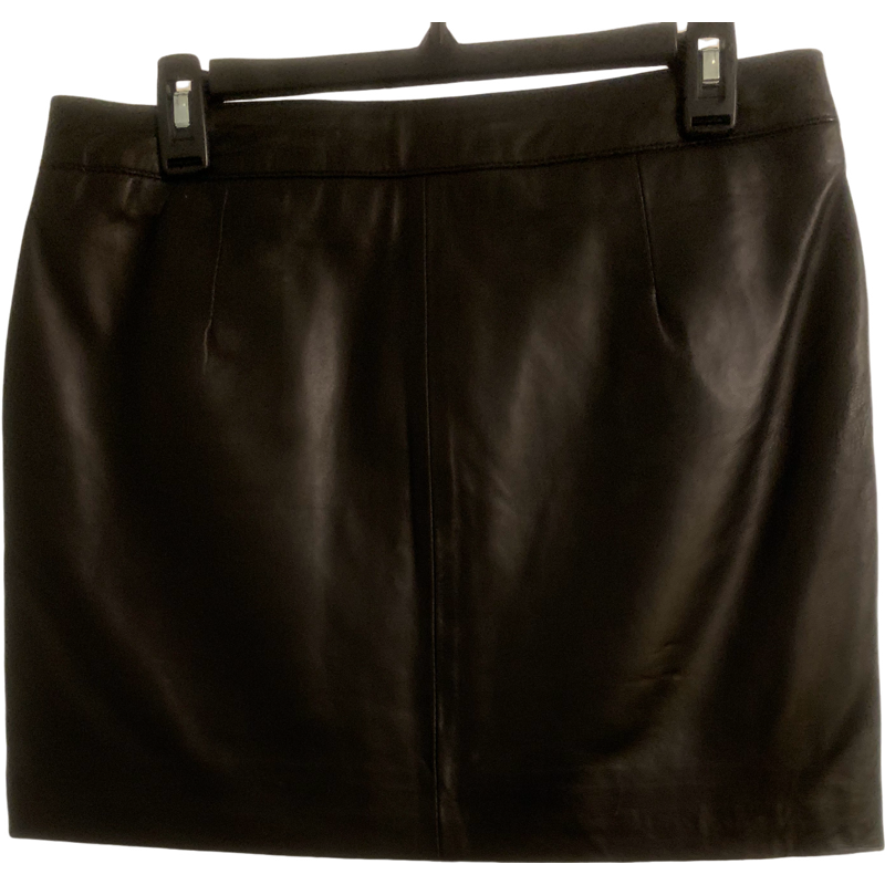 Mango Genuine Leather Mini Skirt Black Size S