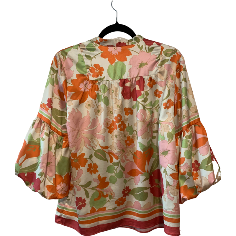 Jade Melody Tam Puff Sleeve Tunic Blouse Size M