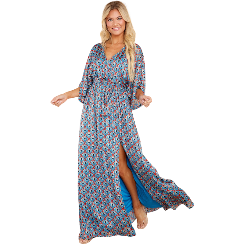 Aakaa Peacock Maxi Dress Size S