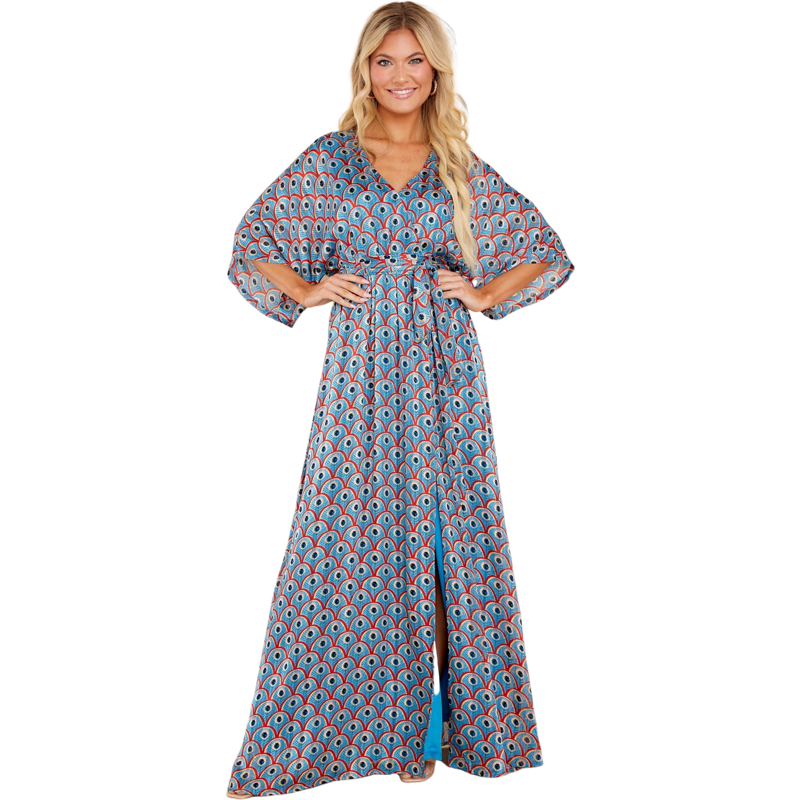 Aakaa Peacock Maxi Dress Size S