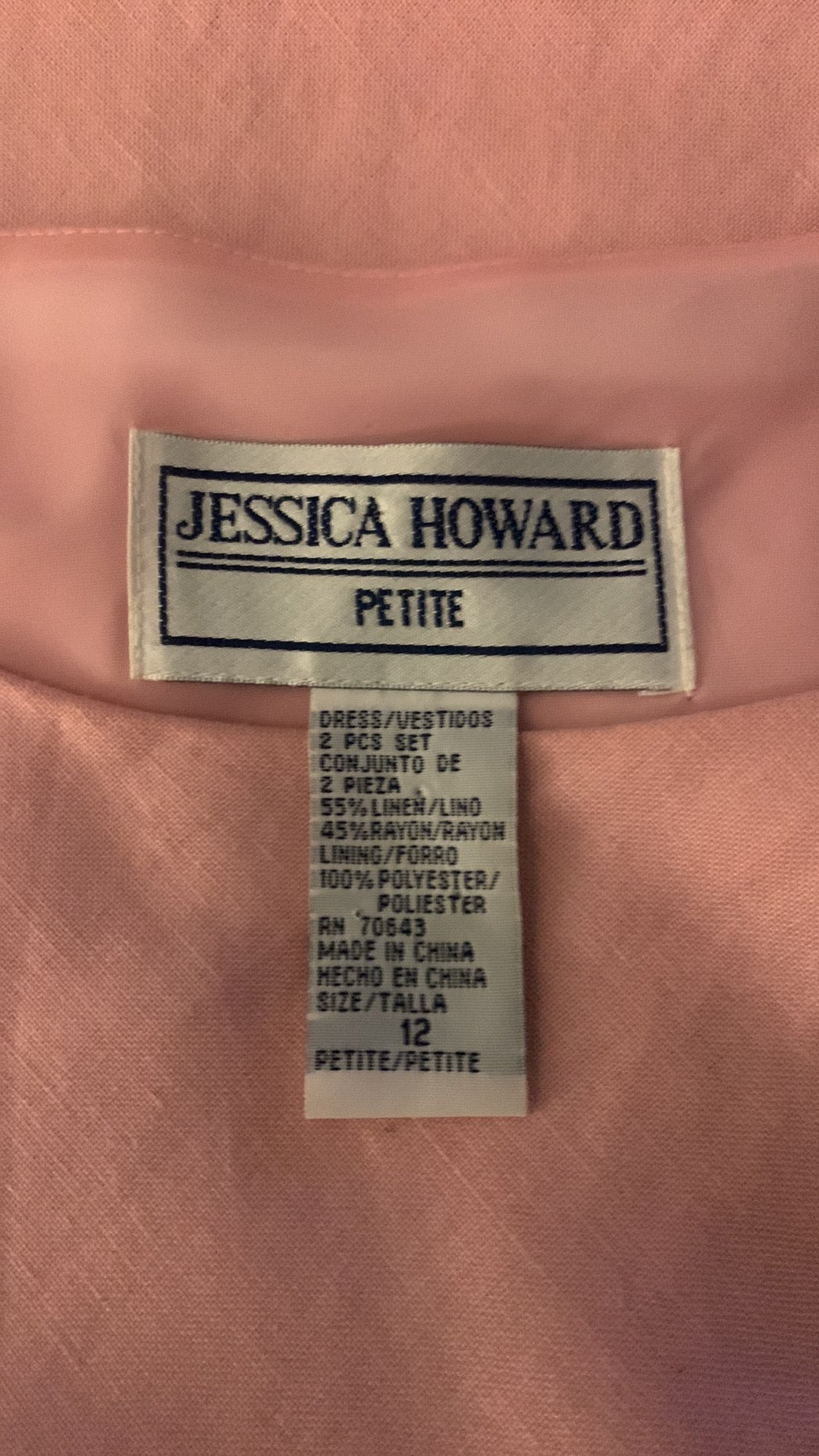 Jessica Howard Pink Linen Sheath Dress 12P