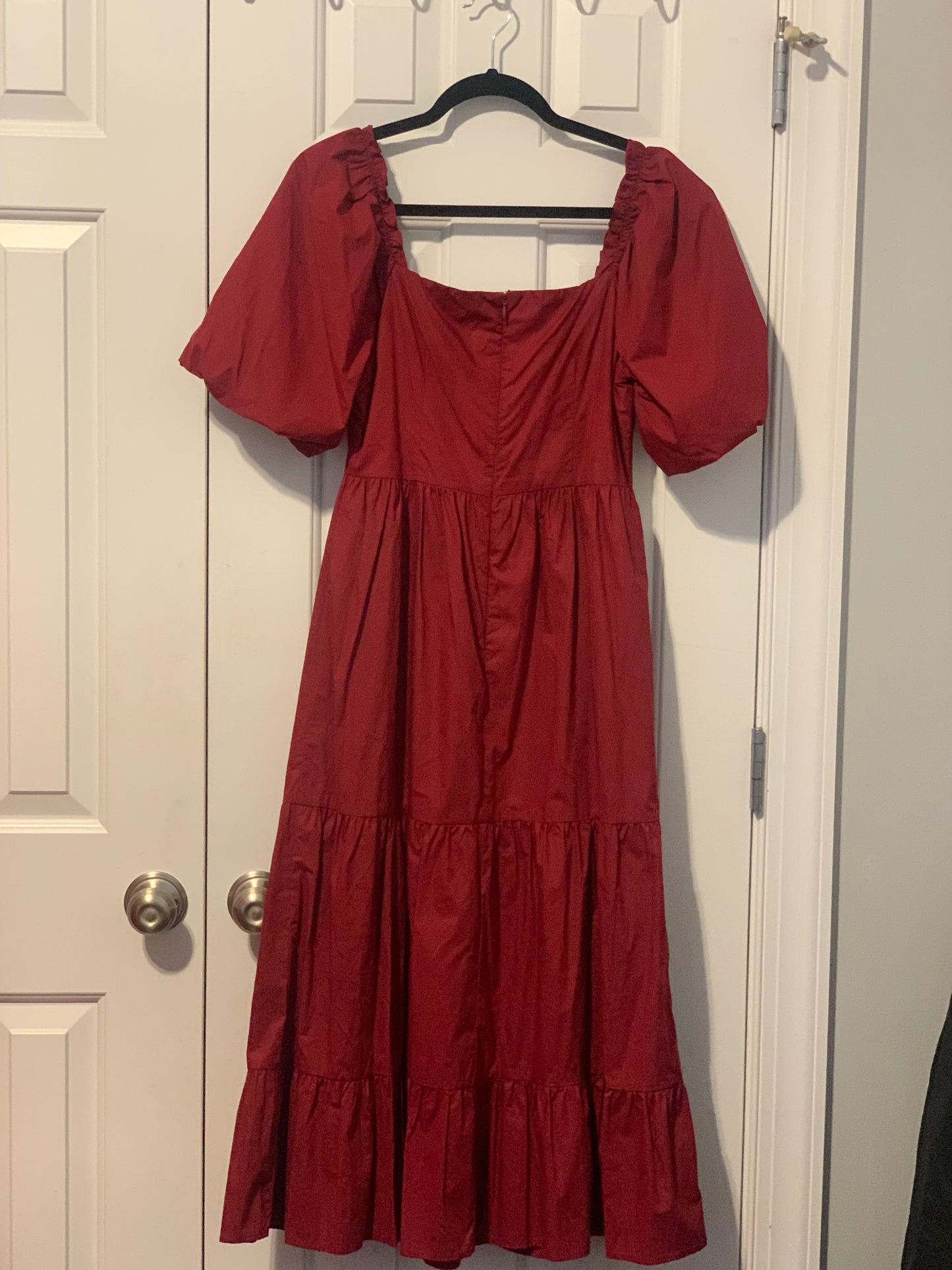 Sugar+Lips Poplin Puff Sleeve Tiered Midi Dress Size XS